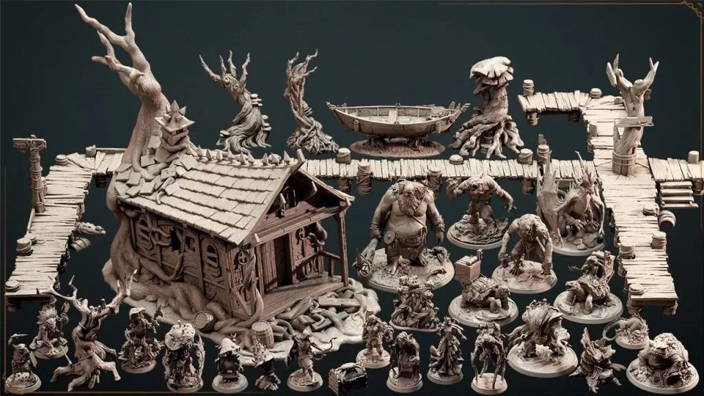 Token và terrain board game in 3D thực tế